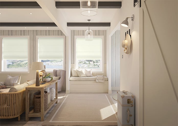 Kyoto Faux Silk, White - Motorised Roman Blind - Image 8